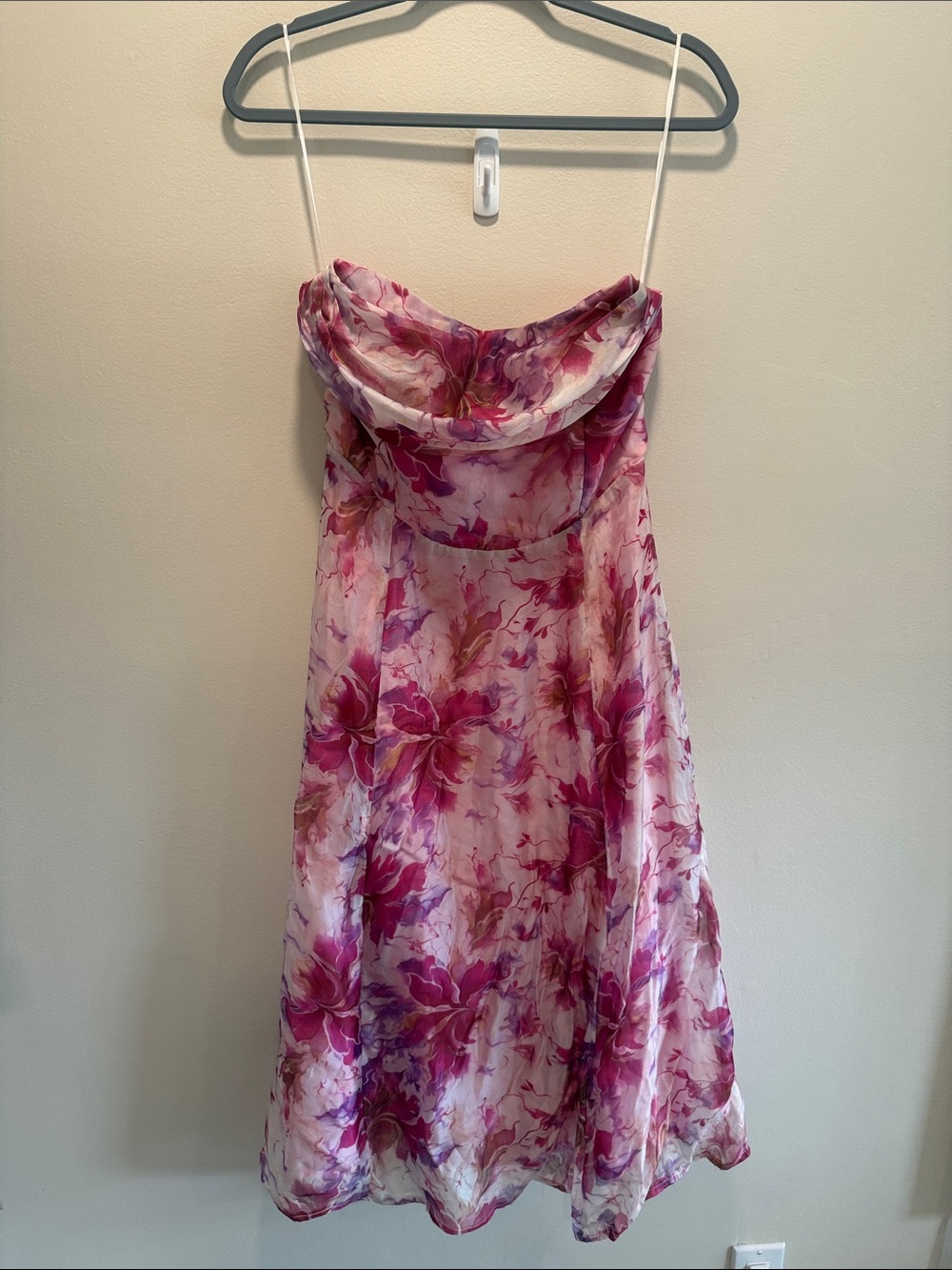 Hello Molly Pink Floral Strapless Dress
